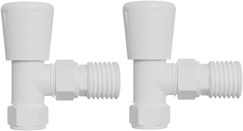 Warmehaus Angled Towel Radiator Valves Round 15mm for Towel Rail Radiator White — image 1
