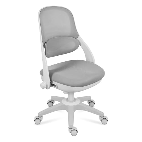 MARK ADLER Junior 4.7 Grey | Ergonomischer Kinderstuhl Drehstuhl Schreibtischstuhl | Höhenverstellbar | Rückenlehne mit Lendenstütze | Blockierbare Rollen |...