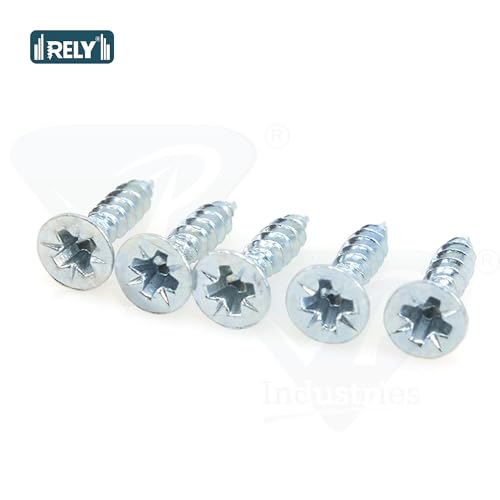 Image of Rely⇒VP INDUSTRIES (Pcs-50) No.6x20 mm CSK Philips Pozi Chipboard Screw - Flat Head Self-Tapping for Wood & Particle Boards