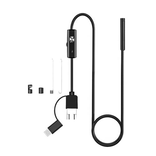 POFET Cámara de inspección 3 en 1 con cámara endoscópica Impermeable Ligera para PC, computadora portátil, teléfono Inteligente Android   5 Metros