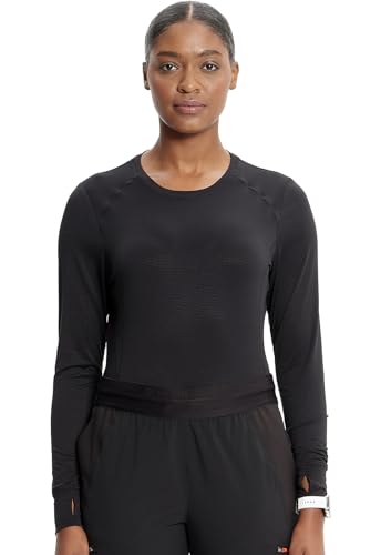 Cherokee Infinity Long Sleeve Underscrubs for Women Round Neck Top Black S
