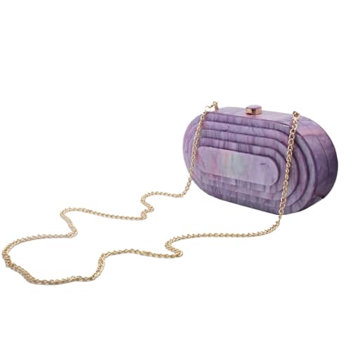 Image of Acrylic Evening Clutch Bag for Women Shell Shape Shoulder Crossbody Bag Glitter Marble Purse Handbag