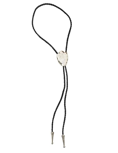 Image of Daisy Del Sol Bolo Tie Turquoise Stone Braided Vegan Faux Leather Silver Tips Handmade Necklace Adjustable Boho Western Jewelry