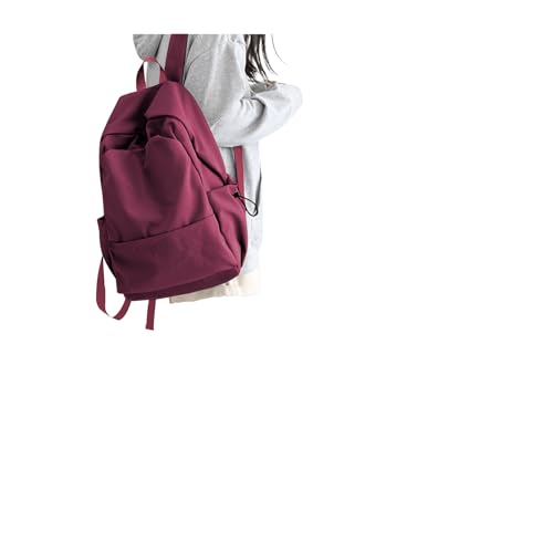 HYC00 Mochila Escolar Adolescente Chica Niña Mochilas Escolares Mujer Hombre Mochila Universidad Instituto Impermeable Mochilas Portatil 14 Pulgadas School Backpack Escolar Viaje Trabajo, Vino Tinto