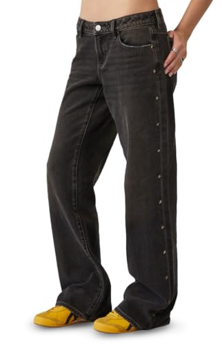 PacSun Women's Zoe Low Rise Girlfriend Jeans Star Stud Black