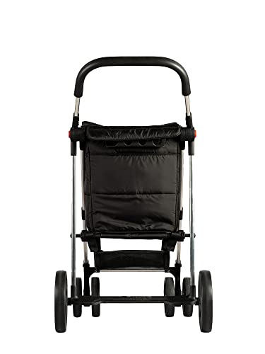 ROLSER Basket Polar 4 Big Wheel 2 Swivelling Foldable Shopping Trolley - Black