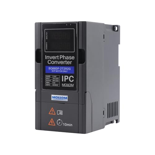 Mollom 2,2KW 220V Monofásico a Trifásico Convertidor de Fase Invertido-3HP 9,6A Entrada/Salida IPC para Motor 3PH