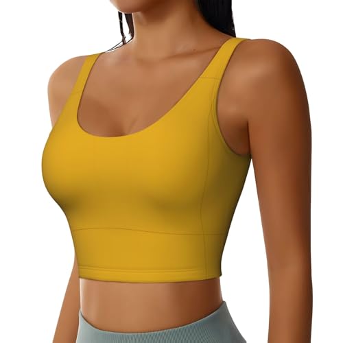 Mustard Yellow Racerback Sports Bra for Women, High Impact Sports Vest, Cute Tank Top for Yoga Gym2