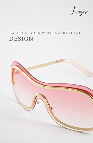 Y2k Wrap Around Sunglasses with Large Shield Shades, Big Metal Temple Retro 90s Style Futuristic Sunnies UV400 LA0424