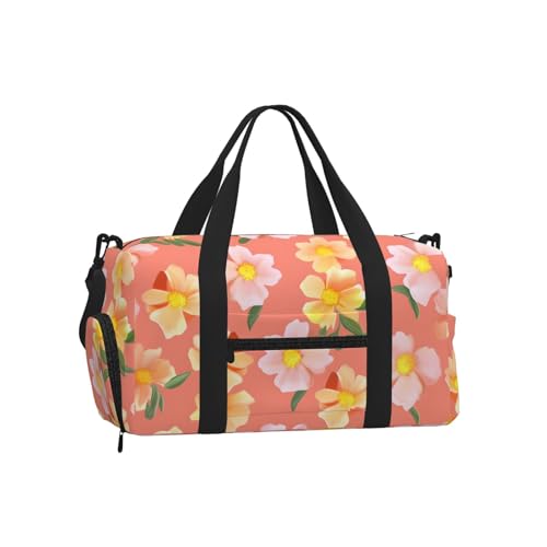 Sac de sport aux motifs de fleurs jaunes et roses pour la gym et les week-ends d'évasion