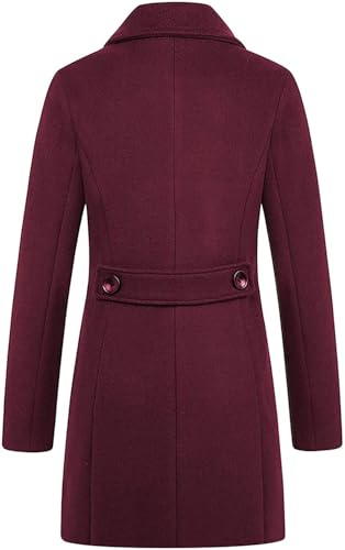 Image of chouyatou Women Elegant Notched Collar Double Breasted Wool Blend Over Coat