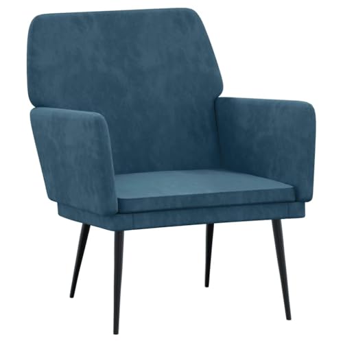 XHNIFBN Sillón de relax azul de terciopelo, 62 x 79 x 79 cm, con estructura de metal, reposabrazos acolchados, diseño moderno para salón, dormitorio y balcón