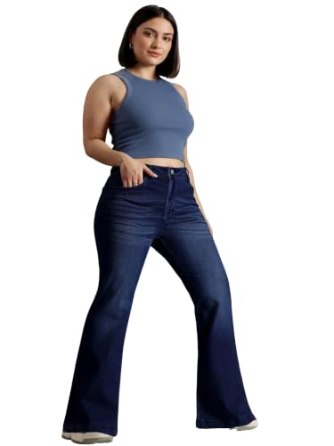 Image of Miss Chase A+ Women's Wide Leg High Rise Regular Length Stretchable Denim Jeans