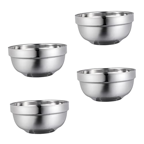 STOBAZA 4Pcs Double Layer Hot Stainless Steel Bowls Vacuum Insulated Soup and Rice Bowls Dinnerware for Family for Home and Outdoor Use