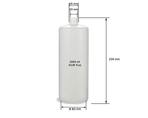 Produktbild von 2 HDPE-Laborflaschen 1000 Ml – Chemikalienbeständig, Mit Skala, Auslaufsicher, Durchscheinend – Für Proben, Reagenzien & Mehr