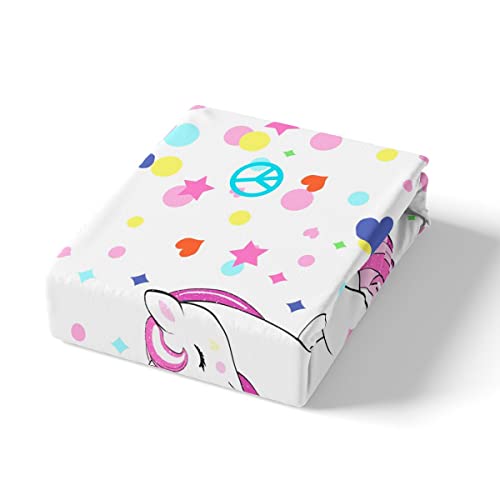 Feelyou Capa de edredom de unicórnio fofo para meninas, capa de edredom de unicórnio arco-íris com d