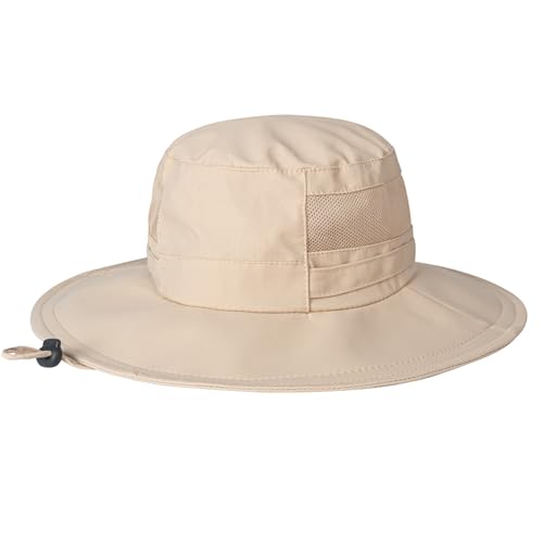 Sun Hat for Men/Women, UPF 50+ Fishing Hat,Waterproof Wide Brim Bucket Hat Foldable Boonie Hat for Hiking Garden Safari Beach Beige