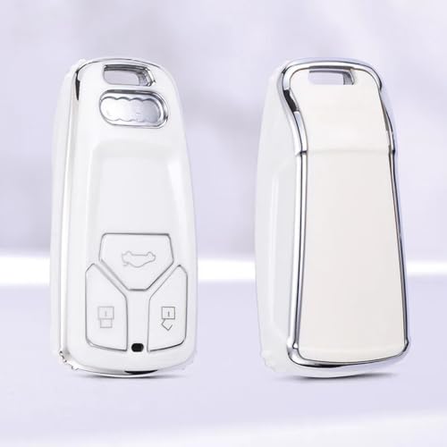 Coque de clé Audi antichoc en TPU souple blanc, étui de protection haute précision