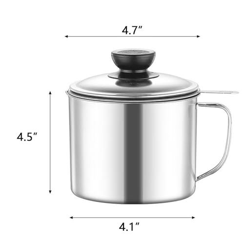 Filtro de óleo de aço inoxidável para armazenamento doméstico de óleo de cozinha com tampa de malha