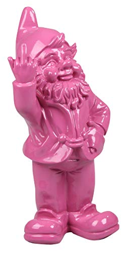STONE-LITE Figur – Gartenzwerg mit dem Finger – 20 cm – Fuchsia...
