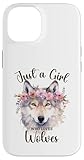 Cute Wolf with Flowers for Birthday Girl Party