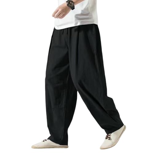 Pantalon harem en coton et lin style chinois léger pour été