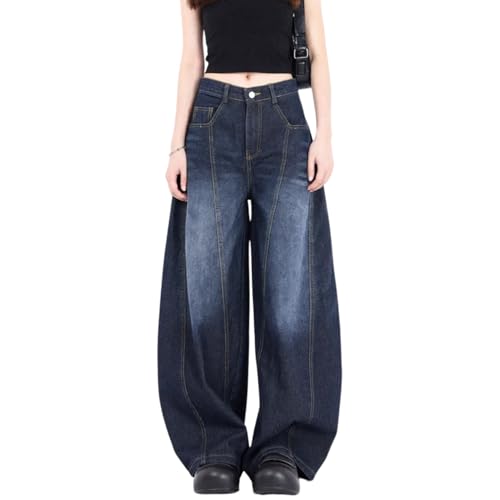 Mens Baggy Jeans Y2k Wide Leg Barrel Jeans for Women Stretchy Hip Hop Loose Denim Pants Grunge Clothes Streetwear