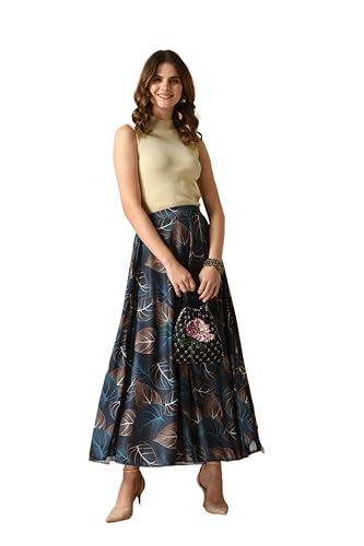 Image of VAGISHA Printed Casual Long Western Skirts for Women's & Girls |Stretchy Flared Maxi Skirt|Elastic Waist Skirts|Western Ethnic Skirts