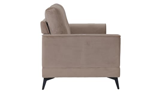 Image of Royaloak Ipoh Malaysian Fabric Three Seater Sofa | Tufting Design | Pocket Spring for Extra Comfort | Solid Wood Frame Construction | Metal Legs