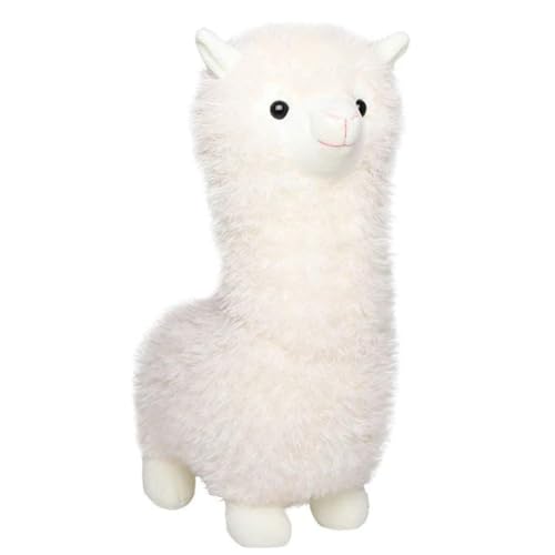 CUEMOON Alpaka Kuscheltier, 28cm Stand Weiß kuschel alpaka, Lama Stofftier Geschenk für Kinder Mädchen Liebhaber