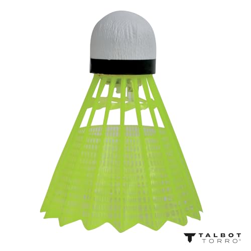 Talbot Torro Magiczne nocne falbanki Badminton, plastikowe i ze światłami LED, 3-częściowy zestaw, kolory: biały i żółty, 479123