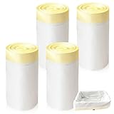 Behogan 4 Rolle XXL Katzenstreubeutel, 104×45cm Weiße Farbe Mit Gelbem Kordelzug, Katzen, Katzenklo Beutel, Langlebige Reißfest Müllbeutel für Selbstreinigende Katzentoilette (10 Stück/Rolle)