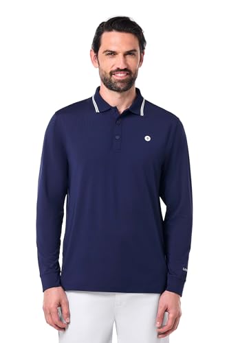 Coolibar UPF 50+ Men's Erodym Long Sleeve Golf Polo - Sun Protective Navy