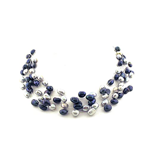 Multi Strand Peach Freshwater Floating Cultured Pearl Necklace