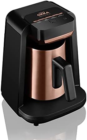 Arzum Okka Rich Automatic Turkish Coffee and Hot Beverage Maker, Velvetiser, Black/Copper