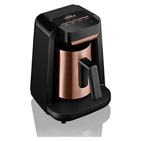Arzum Okka Rich Automatic Turkish Coffee and Hot Beverage Maker, Velvetiser, Black/Copper Cover
