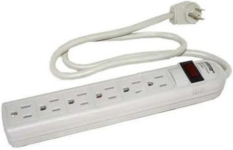 Power Strips With Switches Heavy Duty 8 FT 6 Outlet Safety Surge Protector Angle Plug AC Wall Power Strip ETL Listed for Home Office Desk Kitchen Appliances Receptacles Ivory 1 Pcs