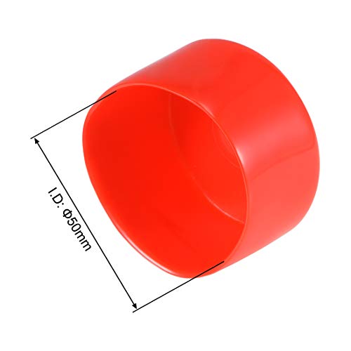 Image of uxcell 4pcs Rubber End Caps 50mm ID Vinyl Round End Cap Cover Screw Thread Protectors Red, 40mm Height