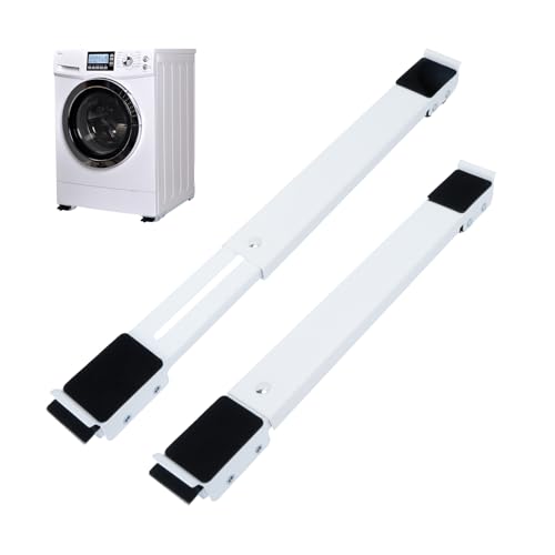 HULAGU Base para Lavadora, Soporte Móvil para Lavadora Soporte Lavadora con Freno Refrigerador Hasta 300KG, con 24 Ruedas, 44,5 a 77cm Ajustable