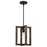 Dolaimi House 1-Light Farmhouse Adjustable Hand Painted Wood Semi Flush Mount Ceiling Light Fixtures