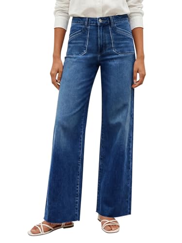 Cicy Bell Womens Wide Leg High Waisted Jeans Stretchy Straight Denim Pants