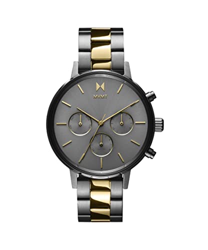 Image of MVMT Nova Qtz Multifunction Grey Round Dial Women's Stainless Steel Watch, Ionic Plated Gold Steel & Ionic Plated Grey Steel Material, Gold Band - 28000177-D