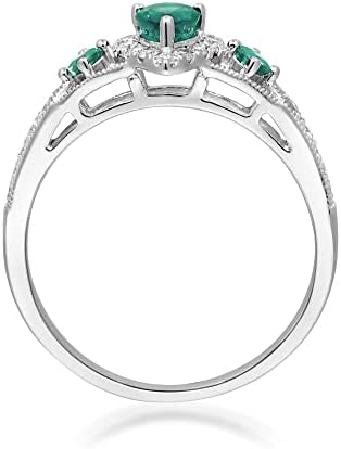 Gin & Grace 14K White Gold Pure Zambian Emerald Ring with Pure Diamonds for girls | Ethically, authentically & organically sourced Pear, Sq.-Lower Emerald hand-crafted jewellery for her. 4 31 gEk7M1L. AC