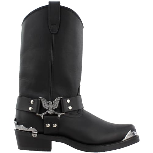 Dan Post Mens Chopper Square Toe Motorcycle Casual Boots Mid Calf - Black - Size 11.5 2E_M