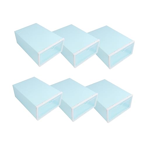HOOTNEE 6PCS Thickened Transparent Shoe Storage Box with White Frame Stackable Plastic Shoe Containers for Closet Organization Entryway and Home Use
