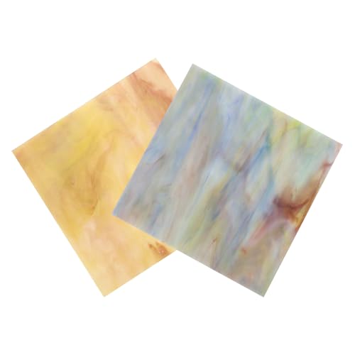 Milisten Lot de 2 Plaques de Verre Coloré Style Cathédrale pour Mosaïque Artisanale, Feuilles de Verre Lisses 10x10 Cm, Matériaux de Bricolage pour Loisirs Créatifs...