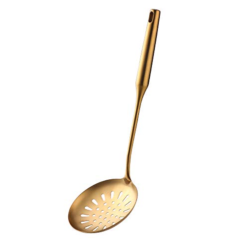 SBOMHS Schaumlöffel Edelstahl 18/10 Abseihlöffel gold Schaumkelle Abschäumerlöffel Länge 38 CM/15 Inch, Breite 12,4 CM/4,9 Inch Cover