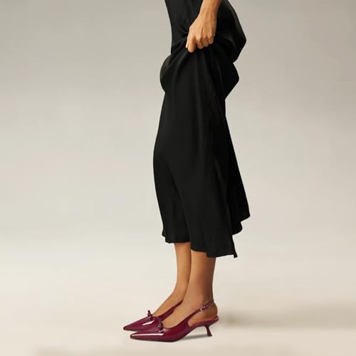 Slingback Kitten Heels for Women Bow Pointed Close Toe Kitten Heels Pumps Dress Party Heeled Sandals with Buckle Strap4