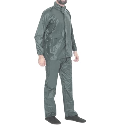 Image of BENAVJI Men's Waterproof Rain Wear Combo | Hooded Raincoat Suit with Pants for Riding, Camping & Travel