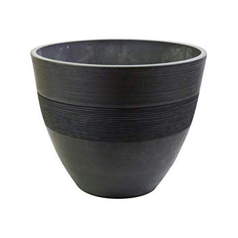 Klocke Pflanzgefäße Plastic Plant Pot with Grooves - Round Planter for Planting - Plastic Plant Pot - Weatherproof (Diameter 35 cm - Height: 30 cm, Anthracite) Cover